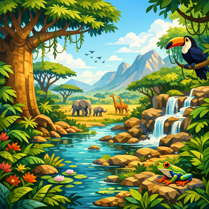 Jungle Scene Square